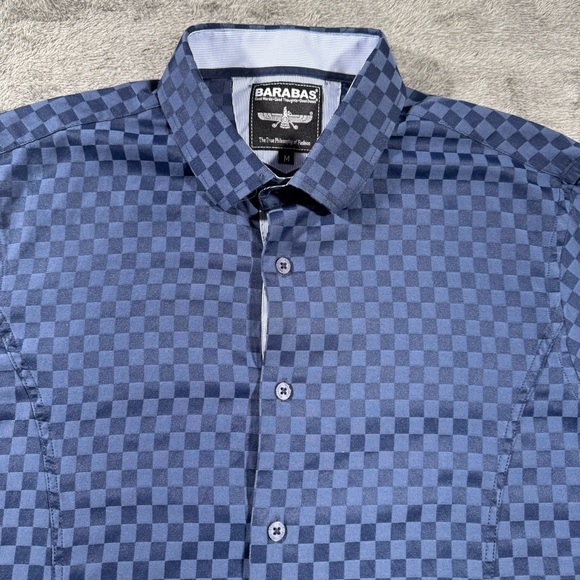 BARABAS Shirt Mens Medium Blue Geometric Checkered Casual Button Down Casual Top - Picture 1 of 9